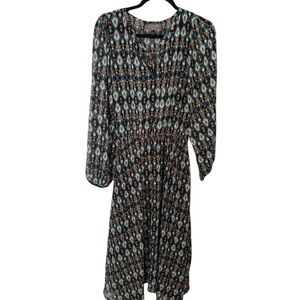 Elegant Long Sleeve Patterned Dress